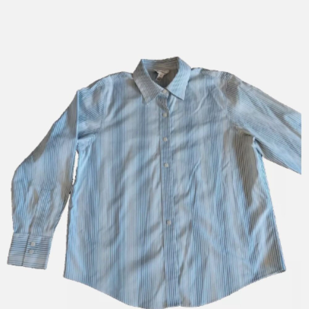 Talbots StripeTop Plus Size‎ 14P Petite Wrinkle Resistant Cotton Professional B4